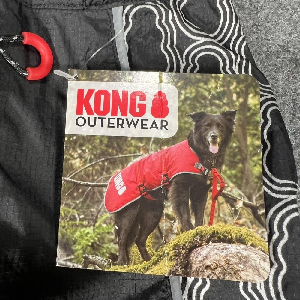 KONG Elements Dog Rain Coat Jacket Large L Black Warm Nylon Outerwear Reflective - Picture 2 of 8